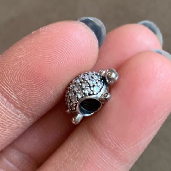 Retired Pandora Sterling Silver Sea Turtle Animal Charm with Clear Zirconia EUC - Picture 5 of 9